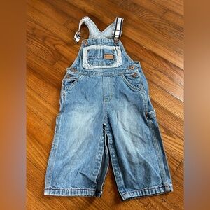 OshKosh B'gosh Blue Denim Overalls with Plaid Accents